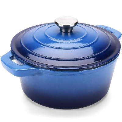 China Sustainable Enameled Metal Dish Cooking Pot Deep Cast Iron Casserole With Lid for sale