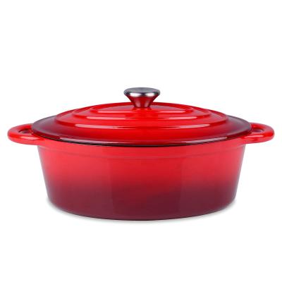 China Durable Red Color Cast Iron Enamel Covered Oven Casserole With Oval Dutch Lid for sale