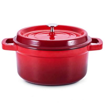 China Wholesale Viable Red Enamel Cast Iron Oven Pot Saucepan Enamel Dutch Cookware for sale