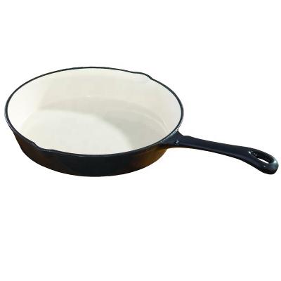 China 2022 Hot Selling Top Quality Enamel Cast Iron Skillet Cookware Skillet Sustainably With Long Handle for sale