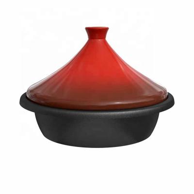 China Sustainable Factory OEM Cheap Cast Iron Enameled Morocco Tagine Cooking Pot With Colorful Ceramic Lid for sale