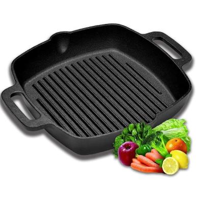 China Custom Prestige Square Solution Amazon BBQ Grill Cast Iron Cookware Vegetable Oil Griddle Pan Dish With Double Handles for sale