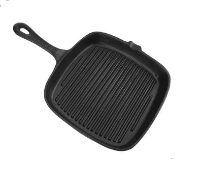 China Eco-friendly Hot Selling Pre-Seasoned Cast Iron Square Grill Pan With Short Handle for sale