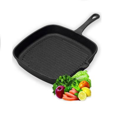 China Wholesale Eco-friendly 24cm 9.25inch Preseasoned Square Cast Iron Griddle Pan for sale