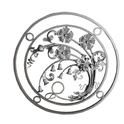 China Easily Assembled Iron Fence Flowers And Leaves Garden Ornamental Iron Ornaments Process Luxury Ornaments Iron Parts Flower Suitable For Gate for sale