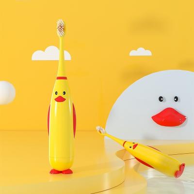 China Replaceable Cartoon Duck Kids Rechargeable Electric Toothbrush Yellow Head 3D Brush for sale