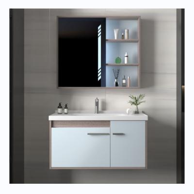 China Small Classic Ceramic Bathroom Basin Bathroom Vanity Cabinet With Mirror Smart Cabinet Simple Solid Wood Bathrooms Vanity Set for sale