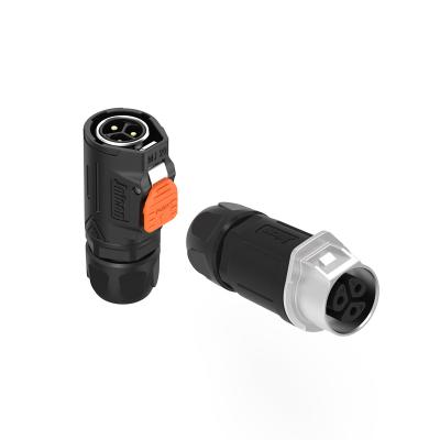 China Automotive 20A 300V push-pull self-locking  MJ20 metal 2 pin male connector 2 pole female Industrial waterproof  connector for sale