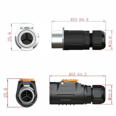 China Automotive Led grow light quick lock waterproof industrial 5pin socket connector for sale