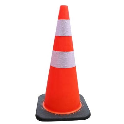 China Pavement Safety Safety 750mm Traffic Cones Flexible Road Safety PVC Cone With Black Base for sale