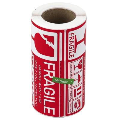 China Waterproof Fragile Labels Shipping Label 130mm*70mm Self Adhesive Fragile Labels Stickers Rolls for sale