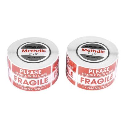 China 2*3 Waterproof Warning Fragile Labels For Shipping Fragile Sticker Roll Fragile Labels for sale