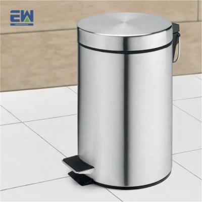 China Factory Sustainable New Arrival Trash Can Sleek Modern Satin Finished Wast Steel Trash Can With PP Bucket Home Use Foot Pedal Trash Can for sale