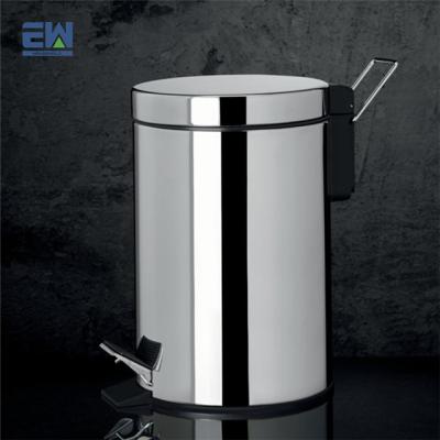 China Slow Closed Sustainable Lid Waste Bin Household Family Use 3L Round Trash Can PP White Card Foot Pedal Steel Trash Can for sale