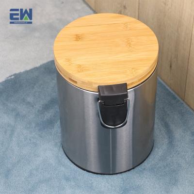 China EW Sustainable Household Small Round Shape 3L Office Waste Trash Can With Bucket Black Plastic Removable Interior Bathroom Waterproof Bin for sale