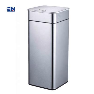 China Durable Closed Bin Factory Top Drain Export Well Made Durable 410 Stainless Steel Push Top Lid 30L Large Trash Can for sale