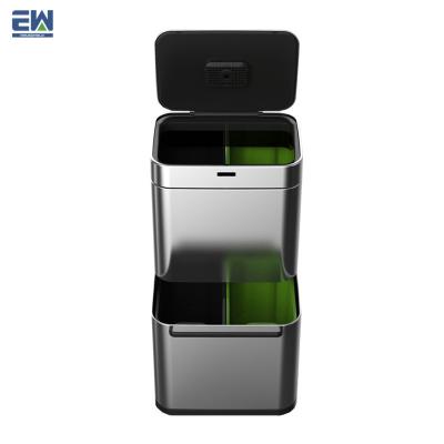 China Viable Home Kitchen Large Size Waste Bin With One Drawer Compartment Smart Bin Universal Stainless Steel General Waste Material for sale