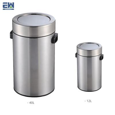 China Durable Closed Lid Quiet Slid Top Garbage Bin / Household Stainless Steel Rolling Cover Garbage Bin for sale