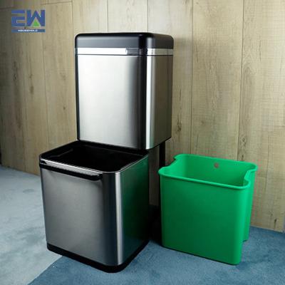 China Sustainable Household Kitchen Organizers Garbage Separate Smart Recycle Bin / 2 Layers Large Size Stainless Steel Drawers Muti Recycle Bin for sale