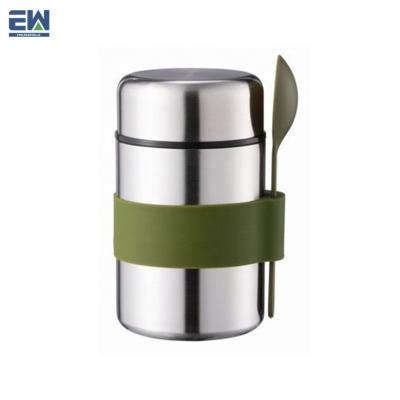 China Stainless Steel PORTABLE Round Braised Beaker With Wall Hot Double Vacuum Silicon Thermal Spoon/Child Food Soup Bowl for sale