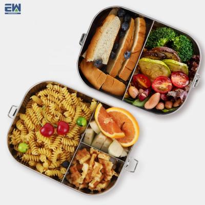 China Sustainable Small Portable Bento Box For School Office Traveling / Square Lunch Box With Sealed Lock Metal Lunch Box for sale