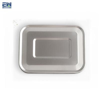 China Sustainable Square Shape Stainless Steel Lunch Box / One Layer Picnic Desktop Portable Metal Bento Box for sale