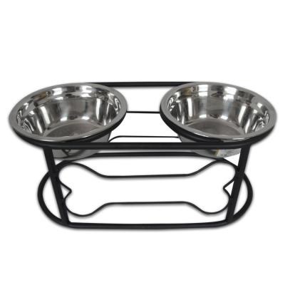 China Sustainable Dual Metal Feeder Stainless Dog Cat Animal Steel Pet Bowls Stand for sale