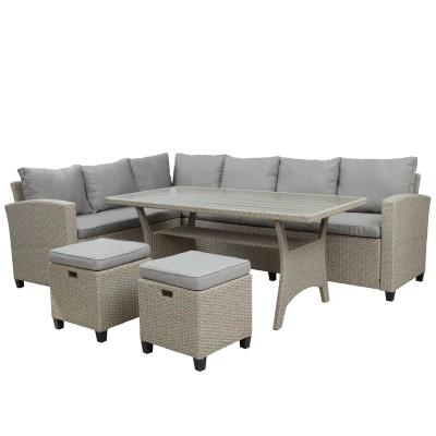 China Best Selling Modern Rattan Furniture Wicker Table Set Outdoor Patio Furniture Dining Table And Chair for sale