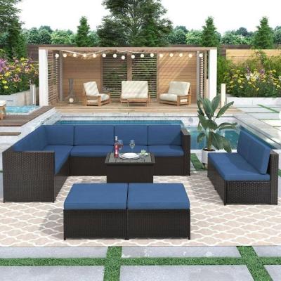 China Outdoor Plastic Rattan Sofa Set Modern Popular Outdoor Wicker Garden Garden Furniture for sale