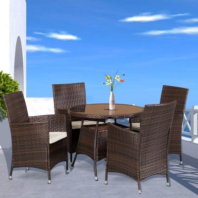 China Hot Selling Eco-freindly Rattan Garden Sofa Dining Set Outdoor Furniture Royal Table Chairs and Patio Rattan Chairs Combination Chairs for sale