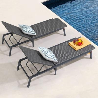 China Modern Outdoor Rattan Swimming Pool Chaise Lounge Patio Beach Sun Proof Sun Sofa for sale