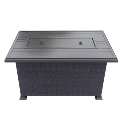 China Modern hot pit table set outdoor garden fire furniture PE rattan fire pit table waterproof and sunproof for sale