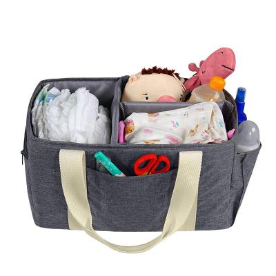 China Hot Selling Portable Baby Tote Bag Parenting Storage Box Night Light Gray Baby Diaper Storage Bag For Kids for sale