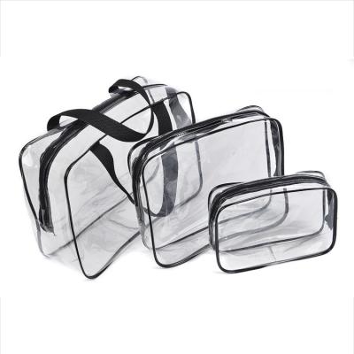 China Custom PVC Fashion Portable Transparent Cosmetic Bag Women Zipper Makeup Bag Clear Makeup Bags With Handle for sale