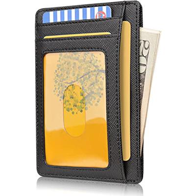 China Factory price fashionable Valentine sale black PU leather custom rfid men slim credit card holder for sale