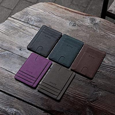 China Fashionable Minimalist Credit Card Wallet Pocket PU Leather Slim Men's RFID Carbon Card Holder for sale