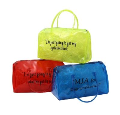 China Multicolor Popular High Quality Waterproof Bag Eco-friendly Duffel Bag Fashion Large Capacity Zipper Clear PVC Tote Bag for sale