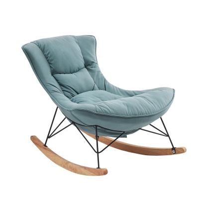 China Adjustable (other) Hot Sale Wooden Fabric Backrest Modern Rocking Chair For Living Room for sale