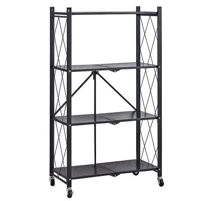 China Home.Hotel.Bathroom.Living Room.Kitchen Folding Kitchen Pot Vegetable Multi Layer Storage Rack Kitchen Foldable Rack Rolling Storage Cart And Organizer for sale