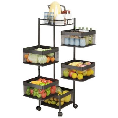 China Home.Hotel.Bathroom.Living Room.Kitchen Free-standing Rust-proof Snack Square Storage Rack Carts Hanging Storage Basket Rotating Storage Shelf With Wheels for sale