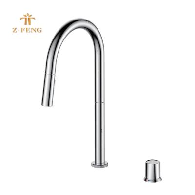 China Metered Faucets Two Hole Lever Pull Down Kitchen Faucet for sale