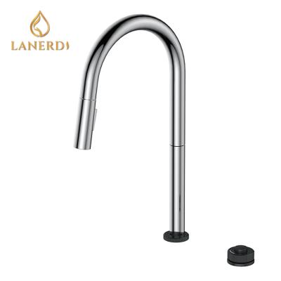 China Metered Faucets Two Hole Without Handle Lever Pull Down Kitchen Faucet for sale