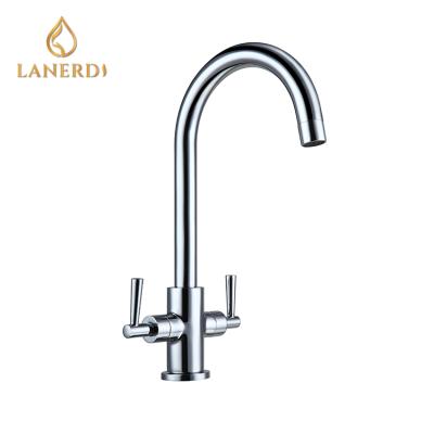 China Modern Brass Chrome Handle Double Faucets Modern Brass Handle Wras British Brass Tap Faucets for sale