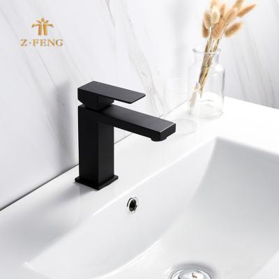 China Metered Faucets Single Handle Stainless Steel Faucet Bathroom Water Saving Black Basin Faucet for sale