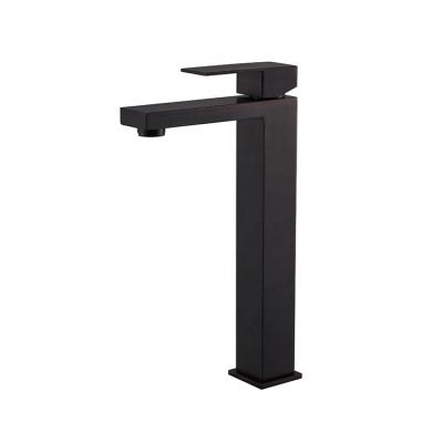 China Modern Oil Rubbed Bronze Deck Mounted High End Tall Single Line Handle Bathroom Basin Water Faucet for sale