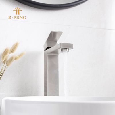 China Metered Faucets Jiangmen Bady 304 Stainless Steel Tall Basin Faucet With Satin Finishing for sale