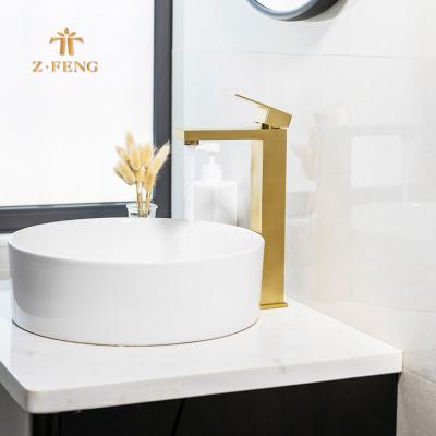 China 304 Gold Stainless Steel Bathroom Basin Faucet Large Metered Mixer Taps Bodywork Gold Basin Faucet for sale