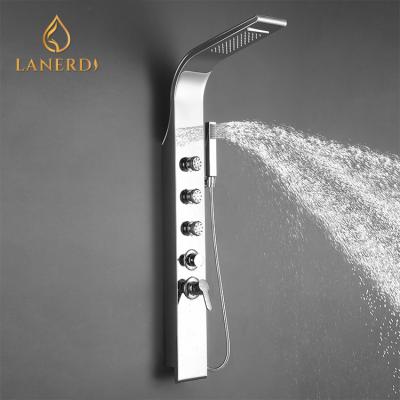 China With Slide Bar Shower Luxury 8 Inch Wall Panel Panel Body Massage Bath Room Rainfall Thermostatic Shower Head Main Screen Set With Rainshower for sale