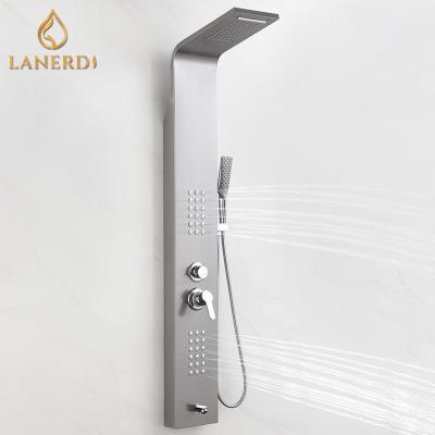 China With Nickel Massage Tapping Rainfall Steam Shower Column Panel Swept Tower Sliding Bar for sale