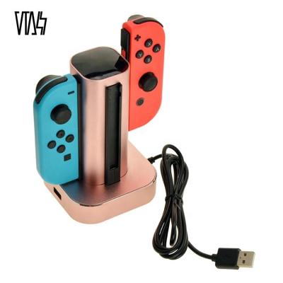 China Aluminum Alloy and ABS 4 in 1 Charger Dock Metal Holder Charging Station for Nintendo Switch Joy-Con Gamepad Controller for sale